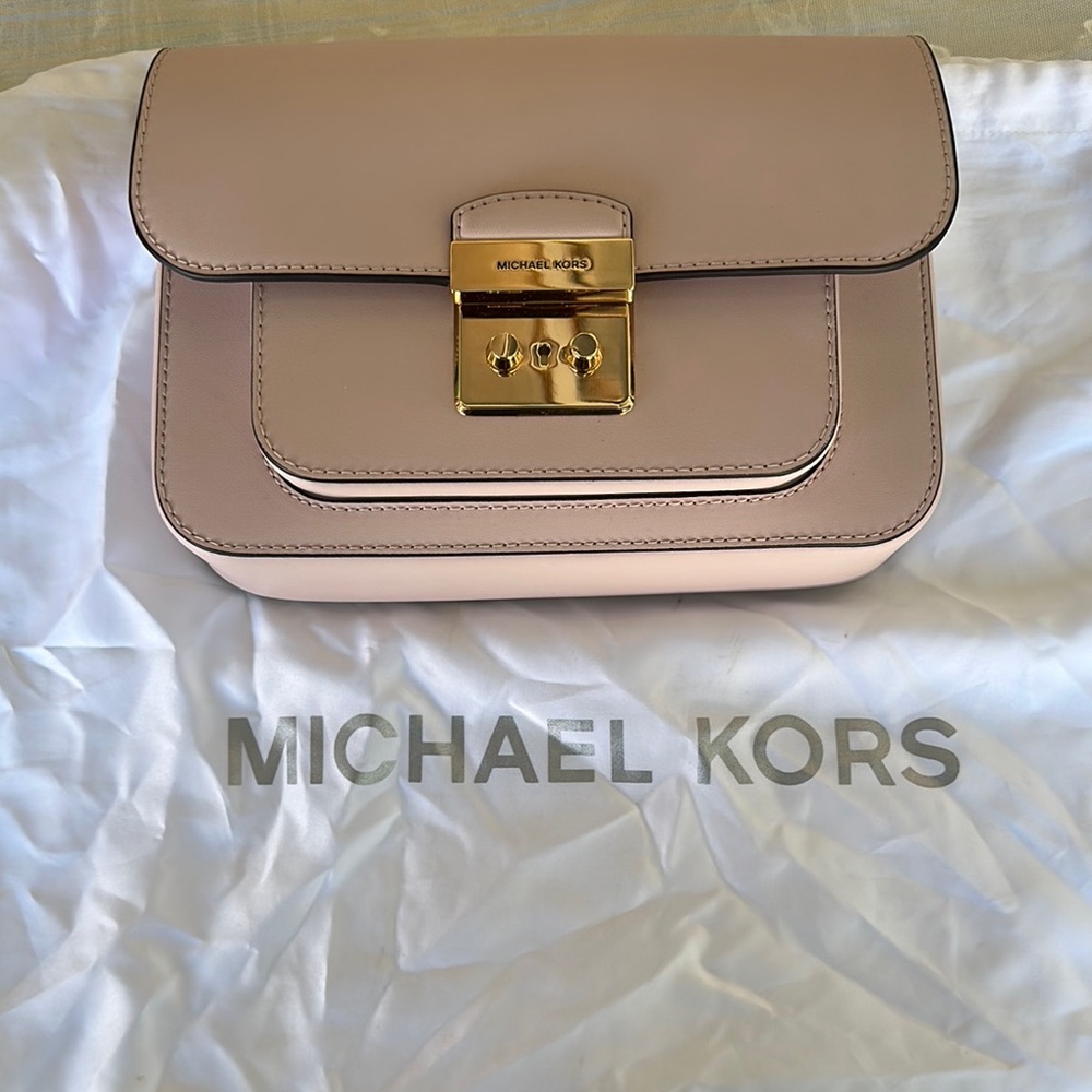 Michael Kors Pink Messenger Bag with Gold Hardware